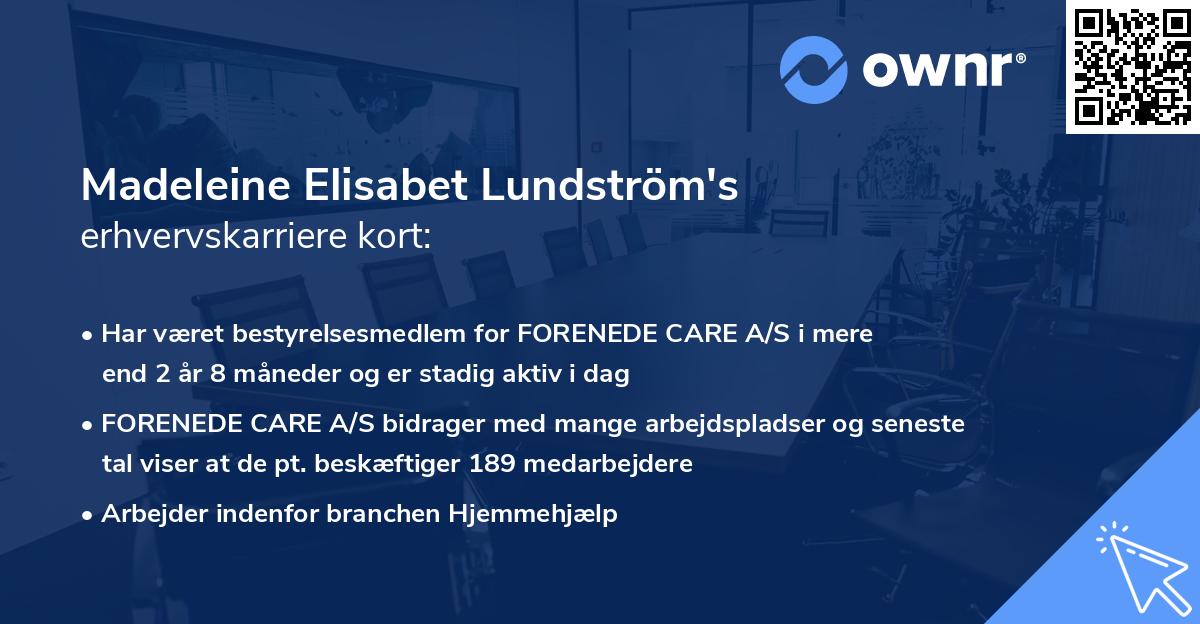 Madeleine Elisabet Lundström's erhvervskarriere kort