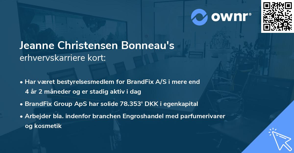 Jeanne Christensen Bonneau's erhvervskarriere kort