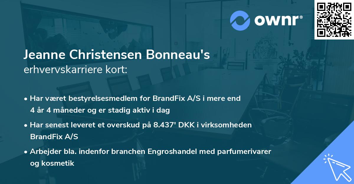 Jeanne Christensen Bonneau's erhvervskarriere kort