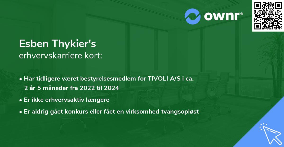 Esben Thykier's erhvervskarriere kort