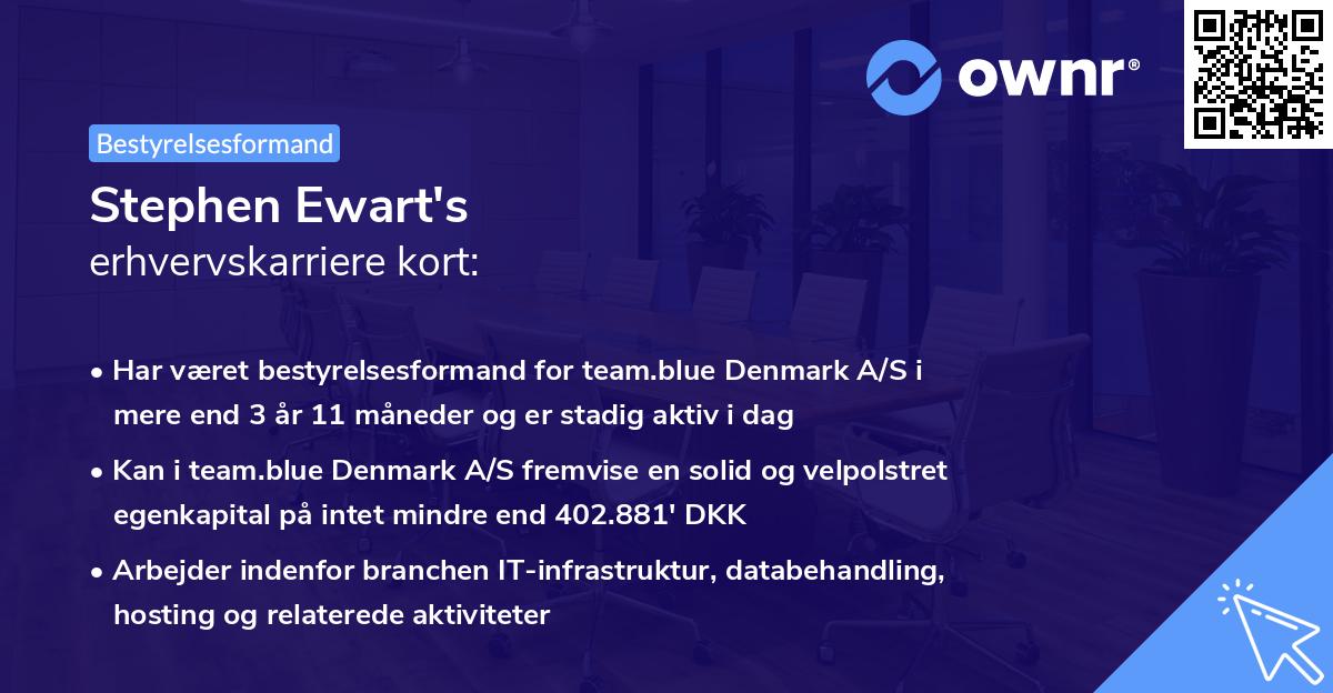 Stephen Ewart's erhvervskarriere kort