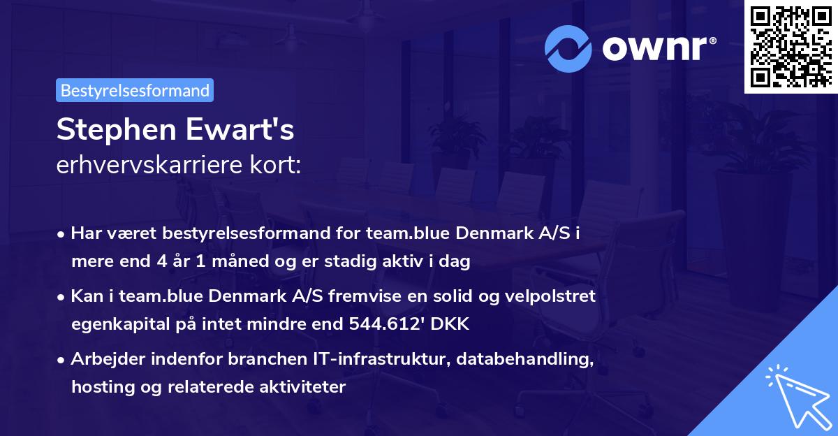 Stephen Ewart's erhvervskarriere kort