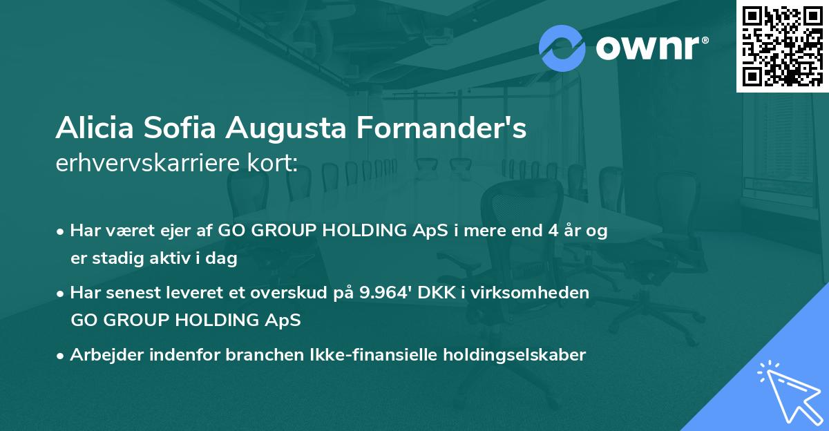 Alicia Sofia Augusta Fornander's erhvervskarriere kort