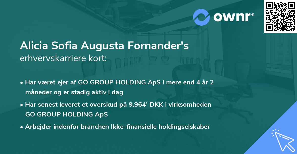Alicia Sofia Augusta Fornander's erhvervskarriere kort