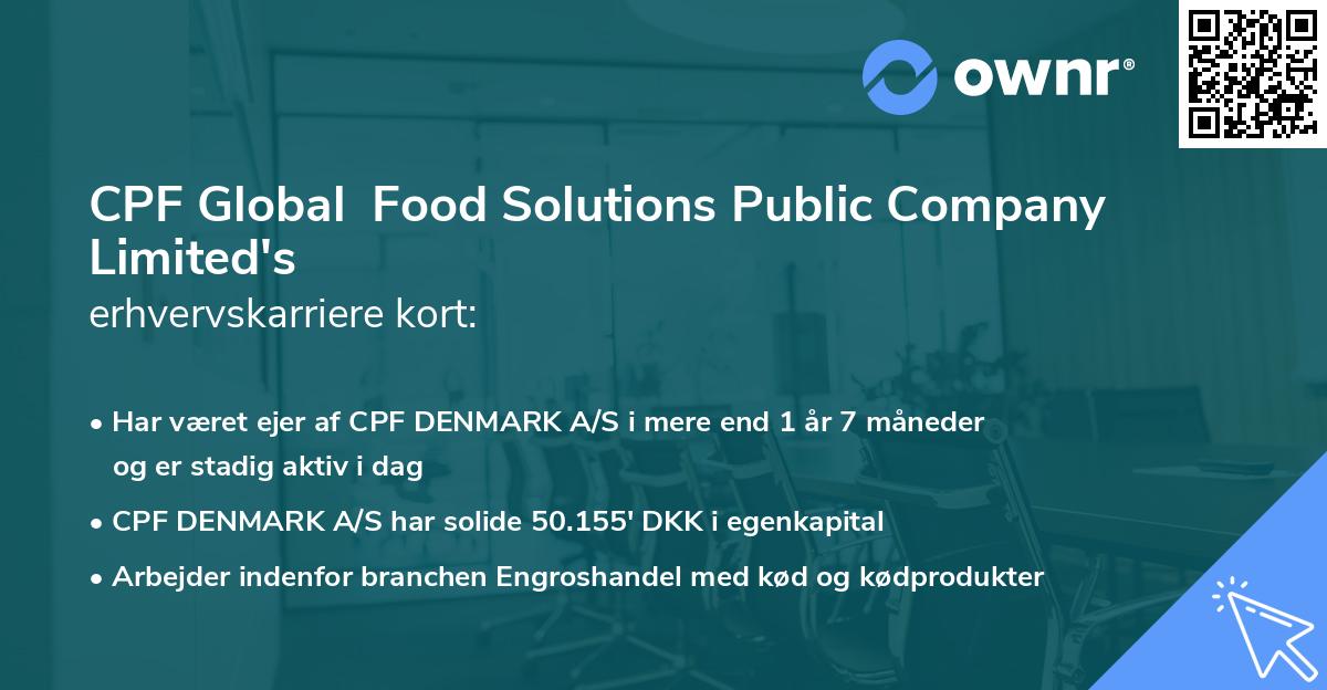 CPF Global  Food Solutions Public Company Limited's erhvervskarriere kort