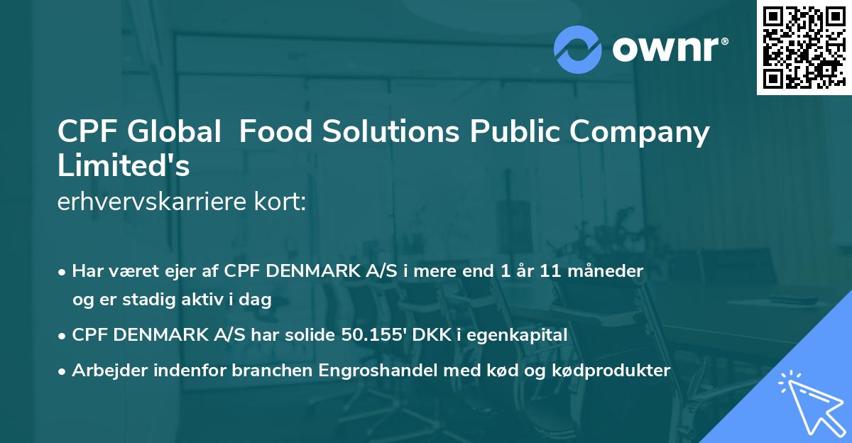 CPF Global  Food Solutions Public Company Limited's erhvervskarriere kort