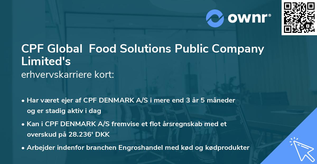 CPF Global Food Solutions Public Company Limited's erhvervskarriere kort
