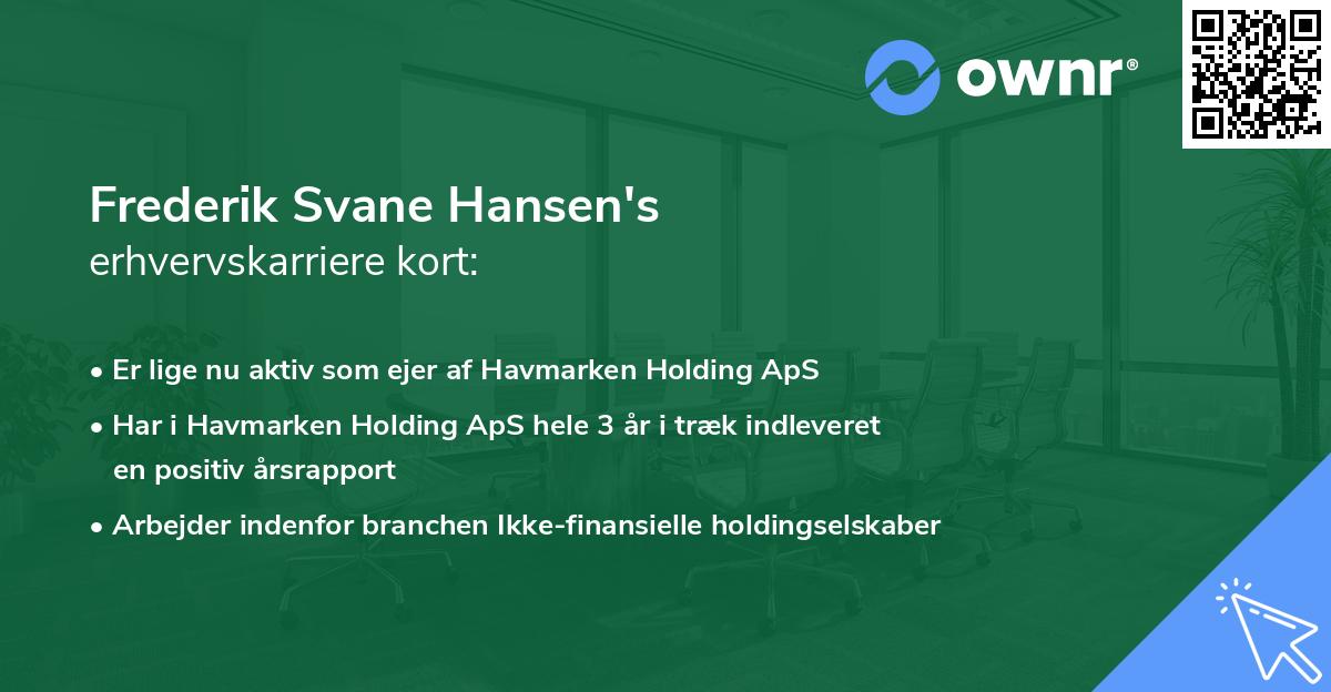 Frederik Svane Hansen's erhvervskarriere kort