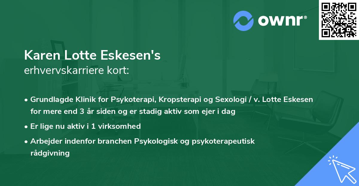 Karen Lotte Eskesen's erhvervskarriere kort