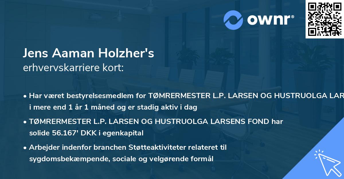 Jens Aaman Holzher's erhvervskarriere kort