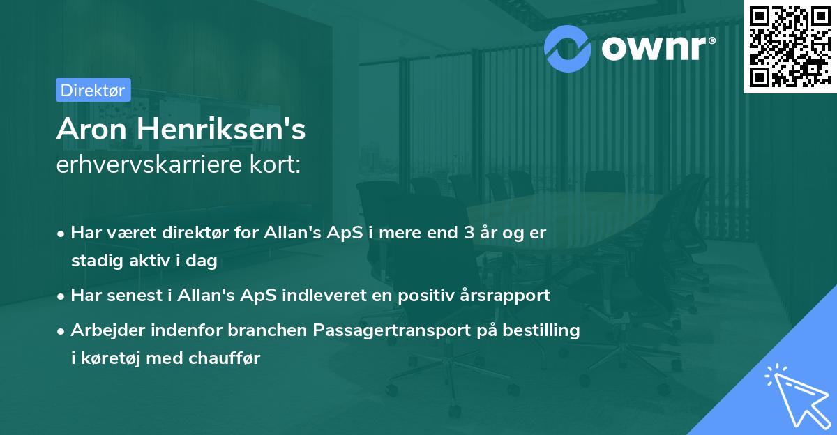 Aron Henriksen's erhvervskarriere kort