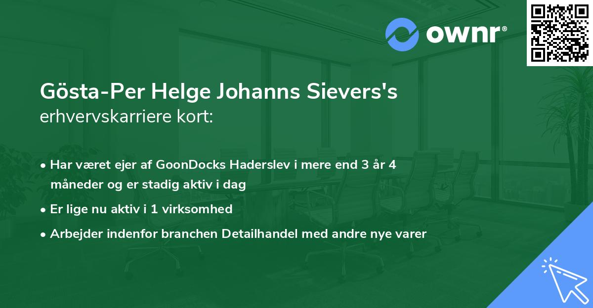 Gösta-Per Helge Johanns Sievers's erhvervskarriere kort
