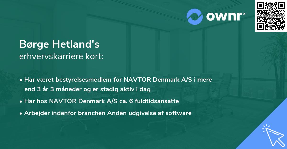 Børge Hetland's erhvervskarriere kort
