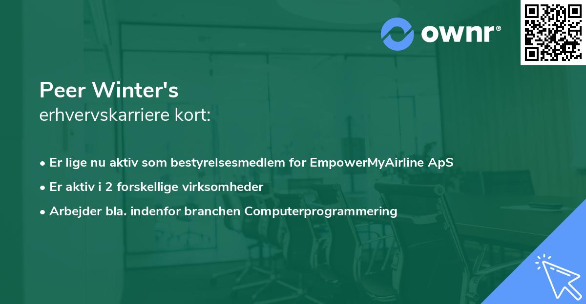 Peer Winter's erhvervskarriere kort