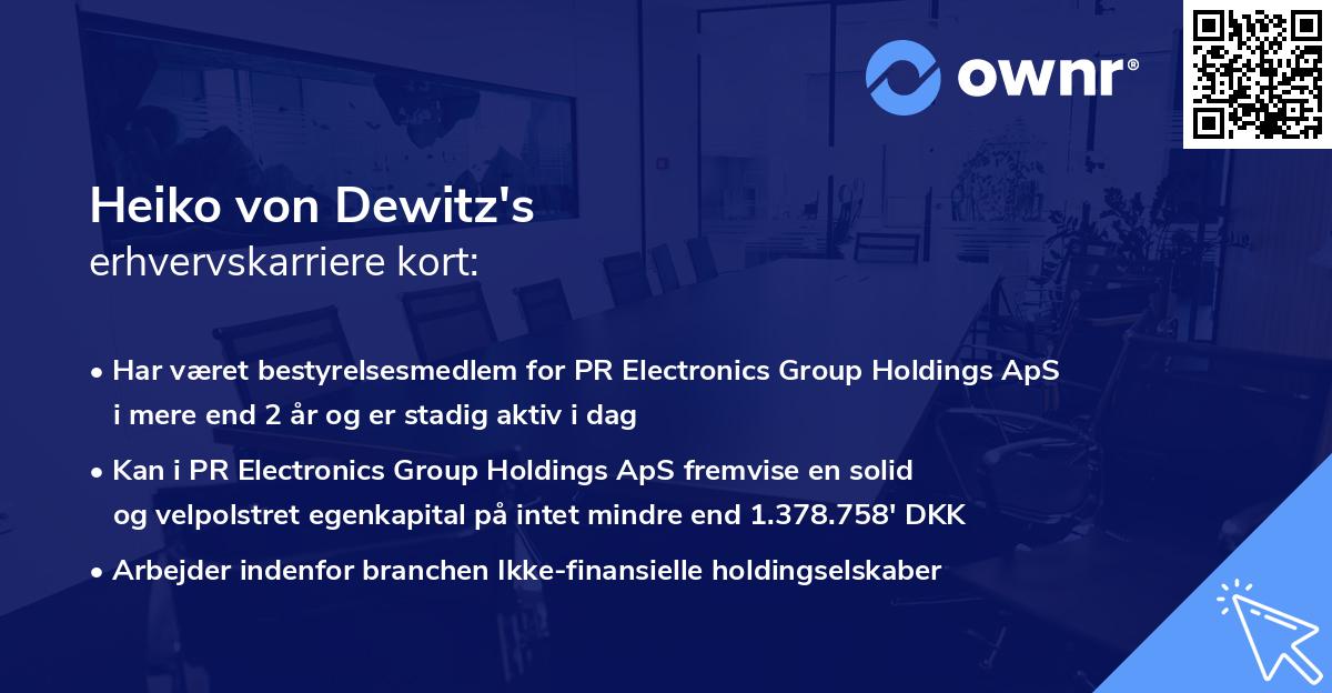 Heiko von Dewitz's erhvervskarriere kort