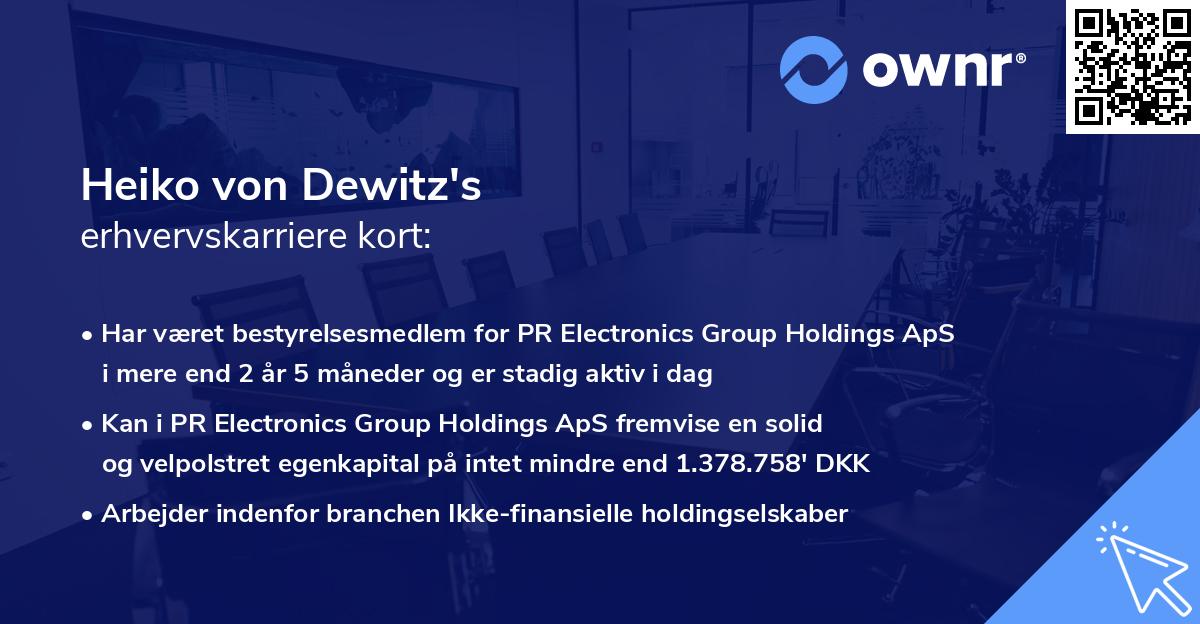 Heiko von Dewitz's erhvervskarriere kort