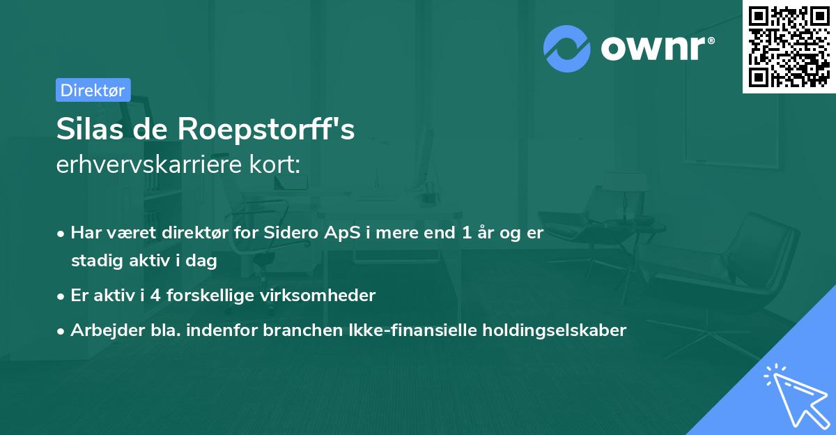 Silas de Roepstorff's erhvervskarriere kort