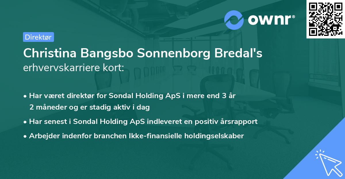Christina Bangsbo Sonnenborg Bredal's erhvervskarriere kort