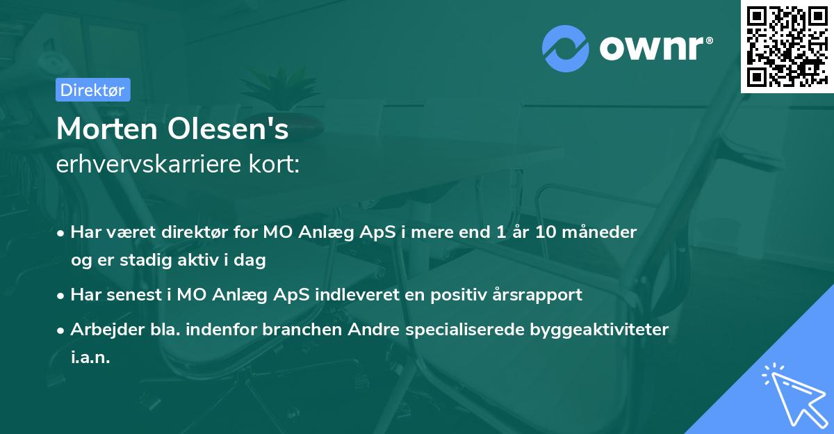 Morten Olesen's erhvervskarriere kort