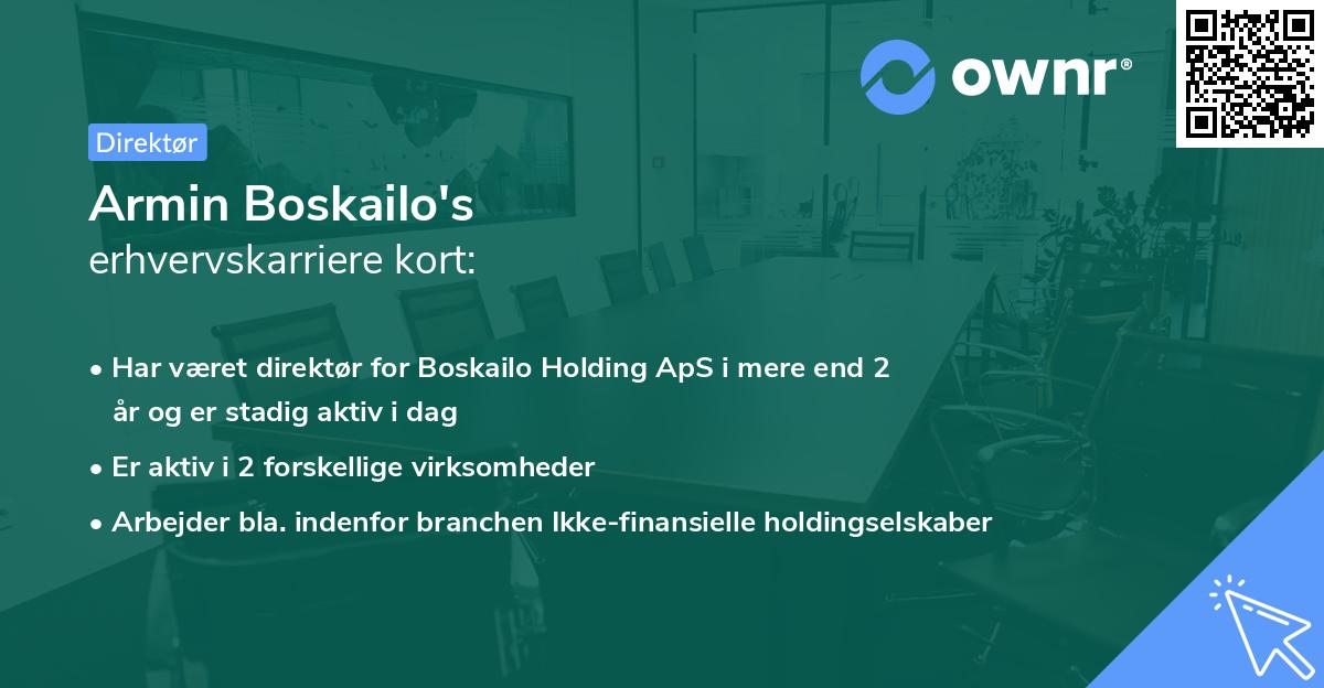 Armin Boskailo's erhvervskarriere kort