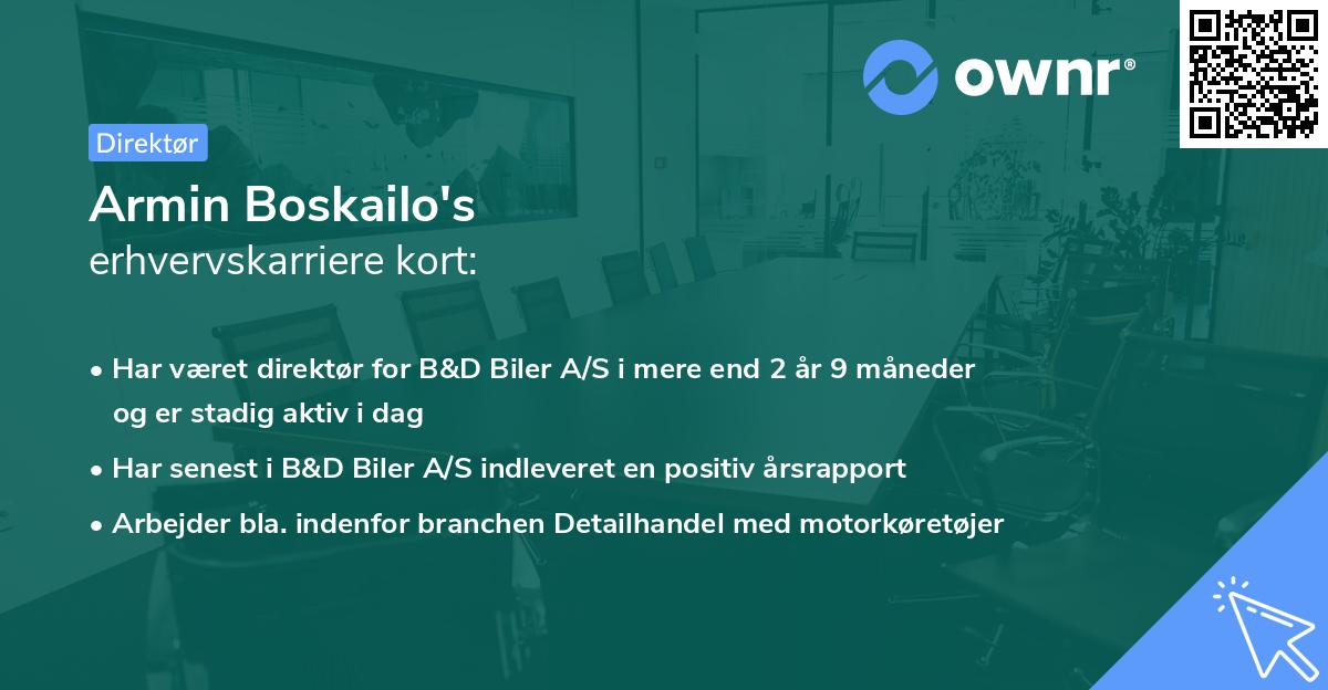 Armin Boskailo's erhvervskarriere kort