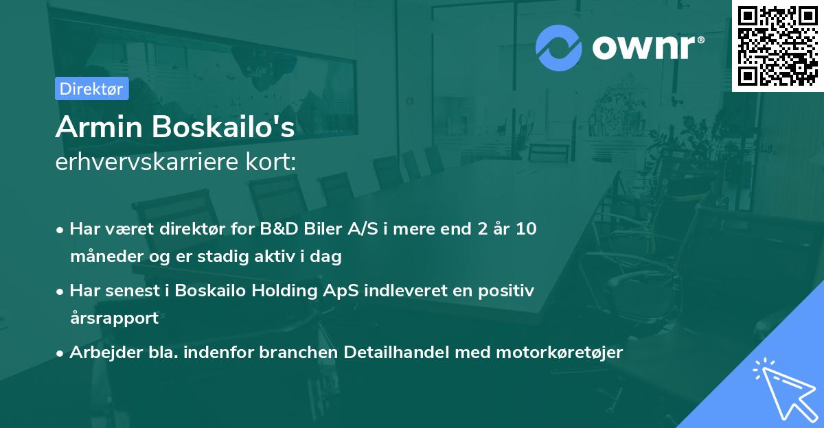 Armin Boskailo's erhvervskarriere kort