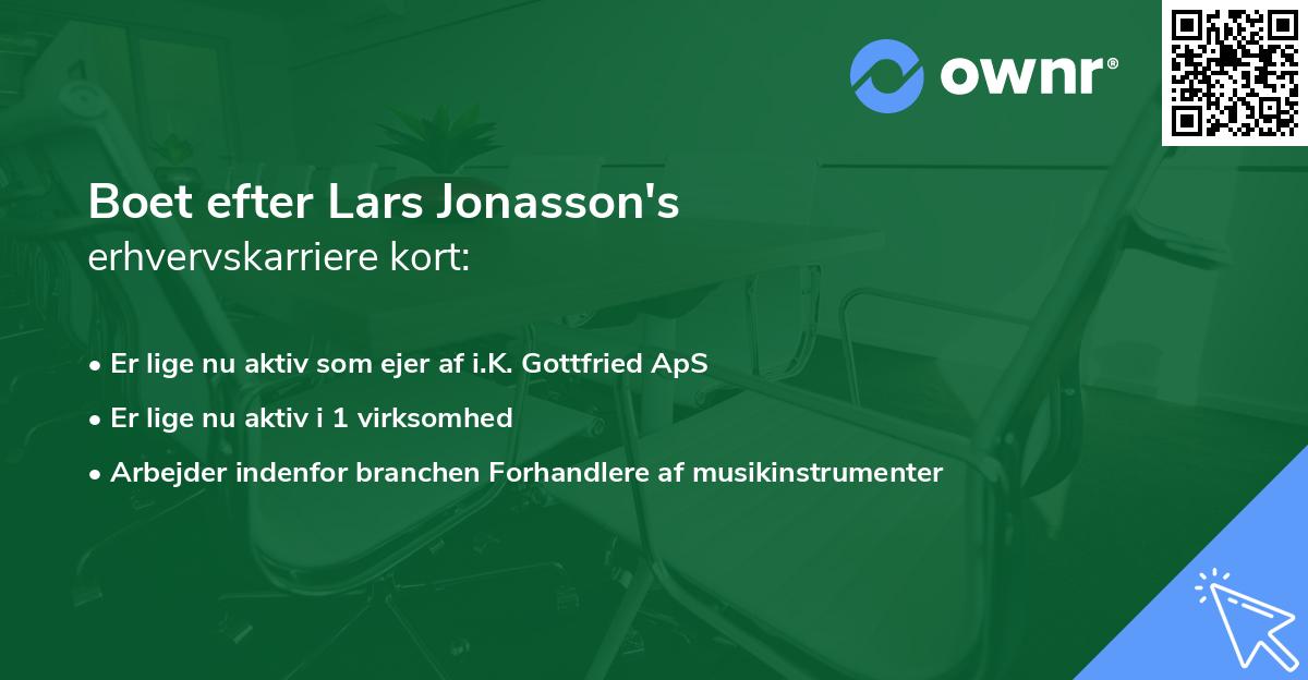 Boet efter Lars Jonasson's erhvervskarriere kort