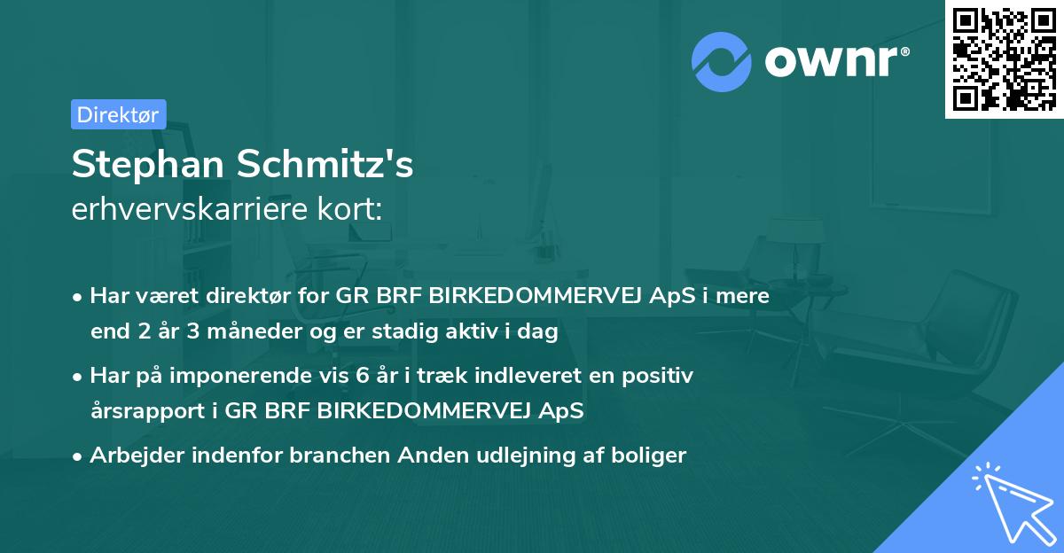 Stephan Schmitz's erhvervskarriere kort