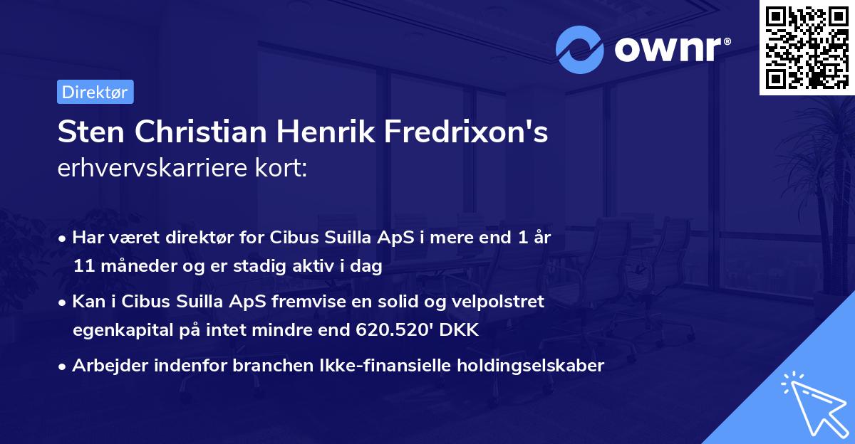 Sten Christian Henrik Fredrixon's erhvervskarriere kort