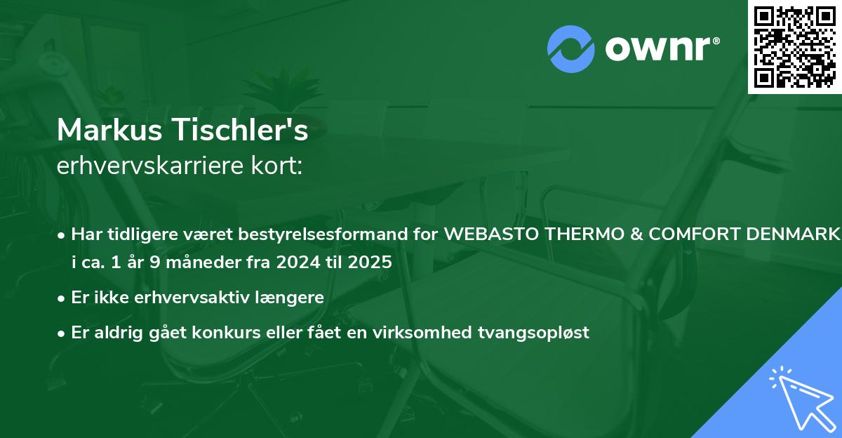 Markus Tischler's erhvervskarriere kort