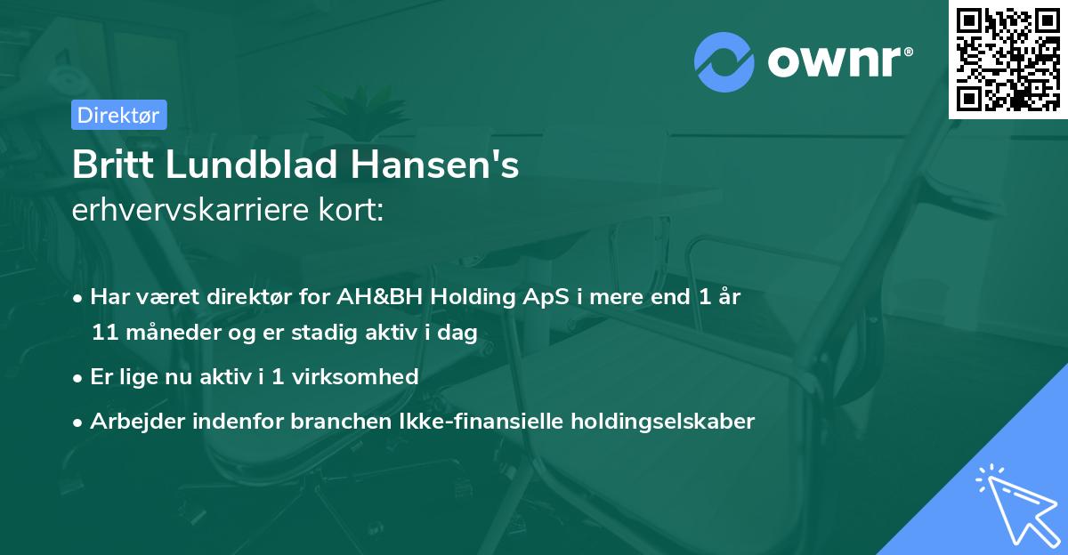 Britt Lundblad Hansen's erhvervskarriere kort