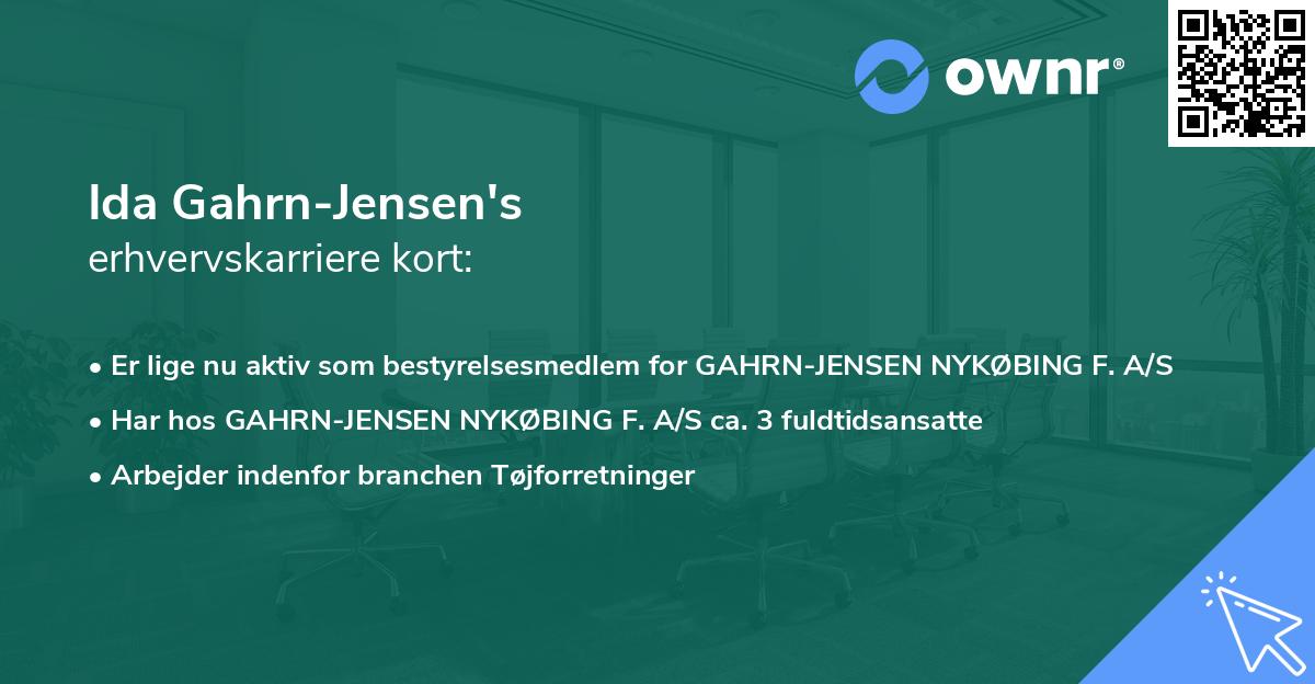 Ida Gahrn-Jensen's erhvervskarriere kort