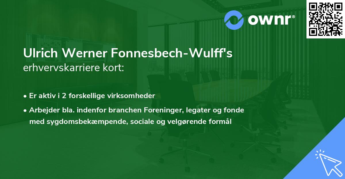 Ulrich Werner Fonnesbech-Wulff's erhvervskarriere kort
