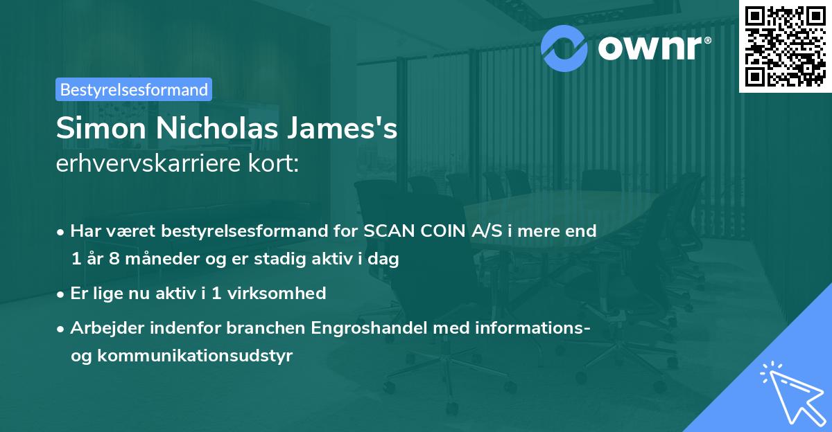 Simon Nicholas James's erhvervskarriere kort