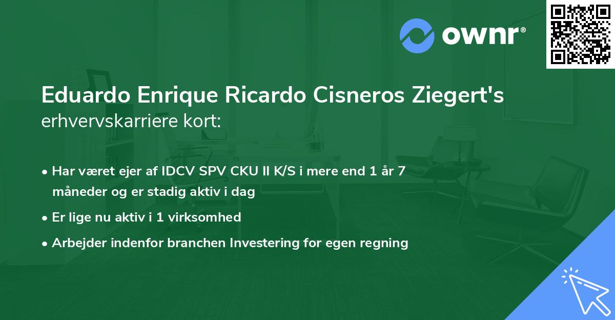 Eduardo Enrique Ricardo Cisneros Ziegert's erhvervskarriere kort