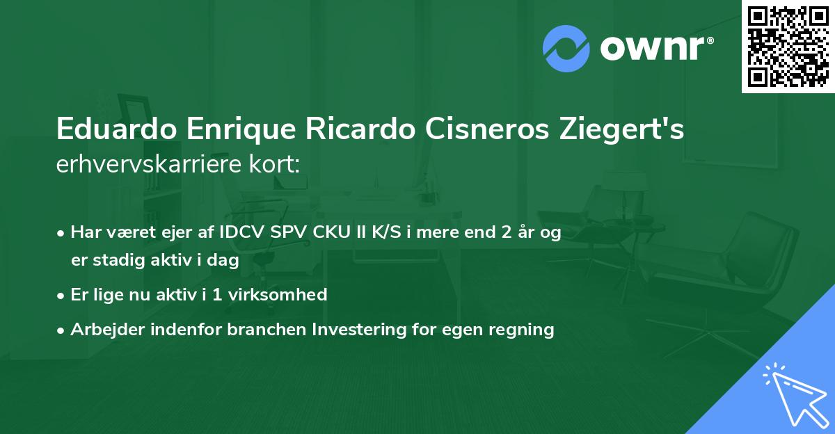 Eduardo Enrique Ricardo Cisneros Ziegert's erhvervskarriere kort