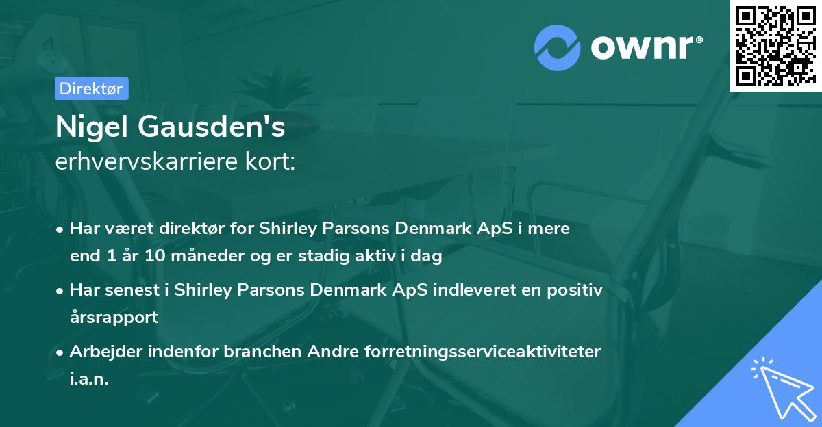 Nigel Gausden's erhvervskarriere kort