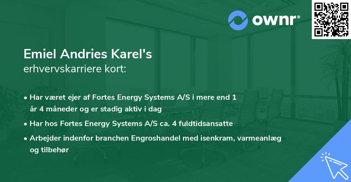 Emiel Andries Karel's erhvervskarriere kort