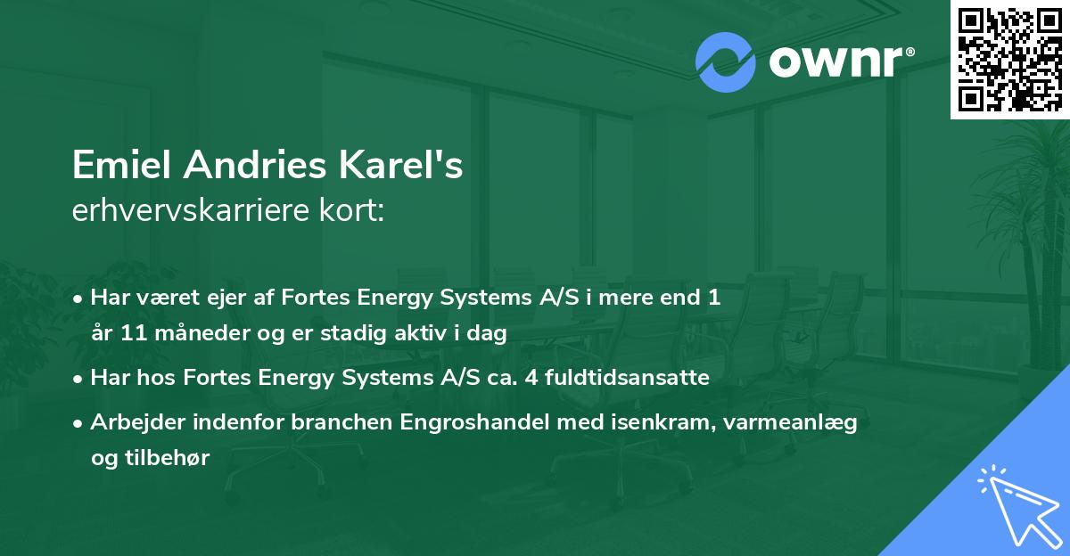Emiel Andries Karel's erhvervskarriere kort