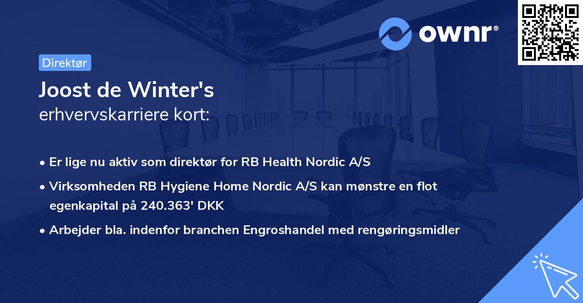 Joost de Winter's erhvervskarriere kort