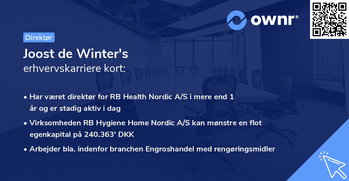 Joost de Winter's erhvervskarriere kort