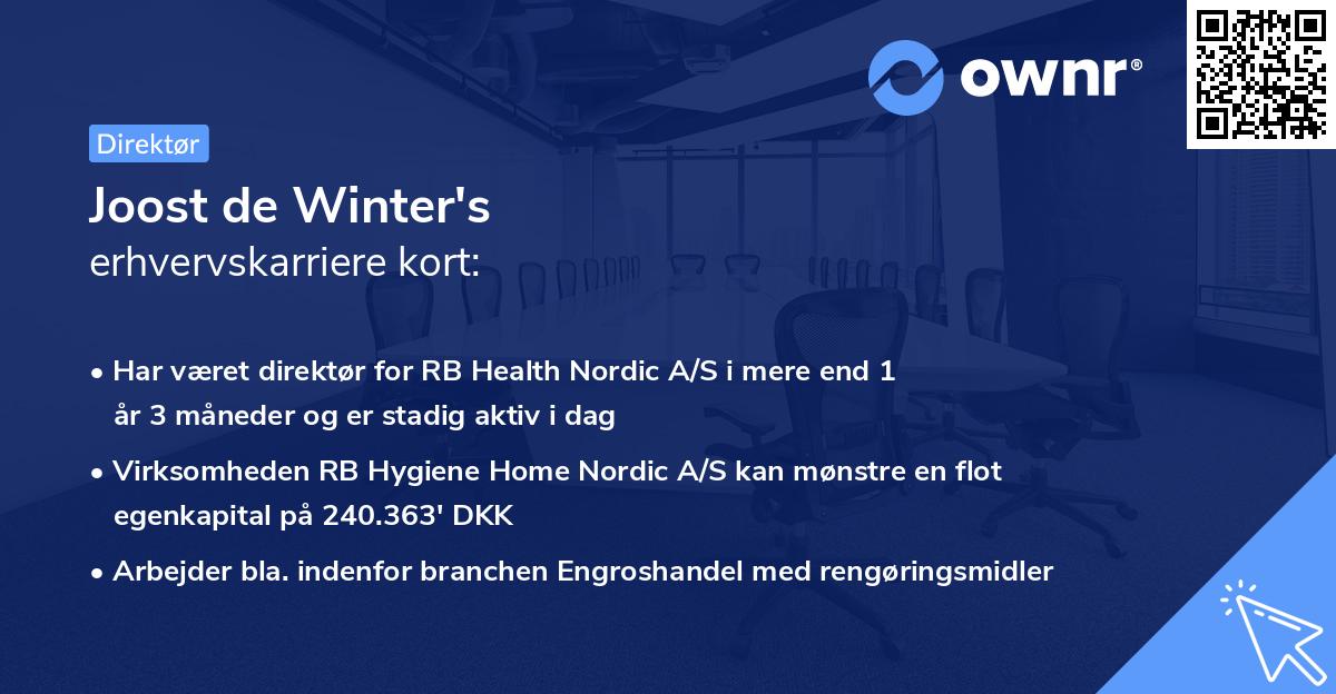 Joost de Winter's erhvervskarriere kort