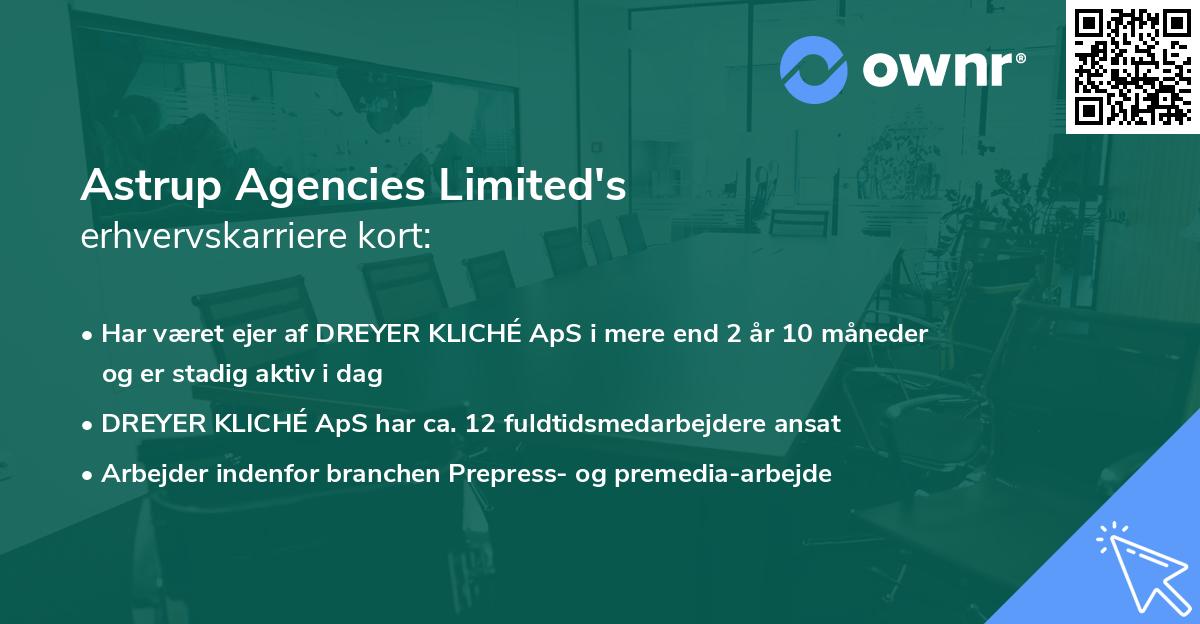 Astrup Agencies Limited's erhvervskarriere kort