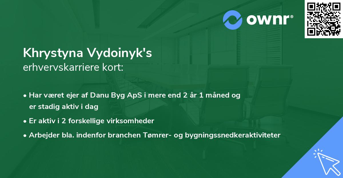 Khrystyna Vydoinyk's erhvervskarriere kort