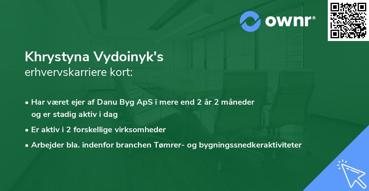 Khrystyna Vydoinyk's erhvervskarriere kort