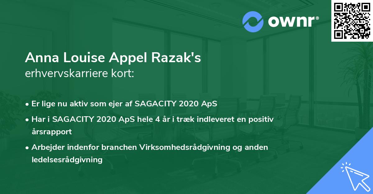 Anna Louise Appel Razak's erhvervskarriere kort