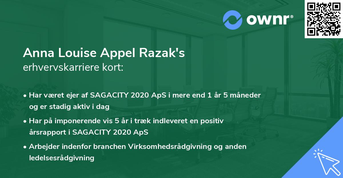 Anna Louise Appel Razak's erhvervskarriere kort