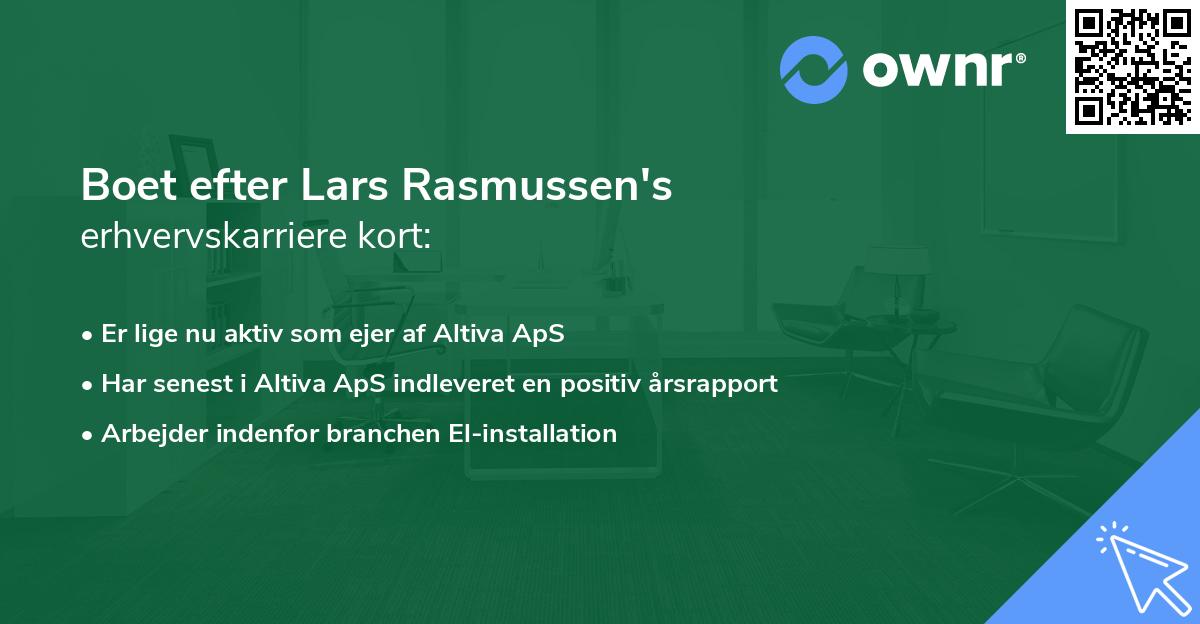 Boet efter Lars Rasmussen's erhvervskarriere kort