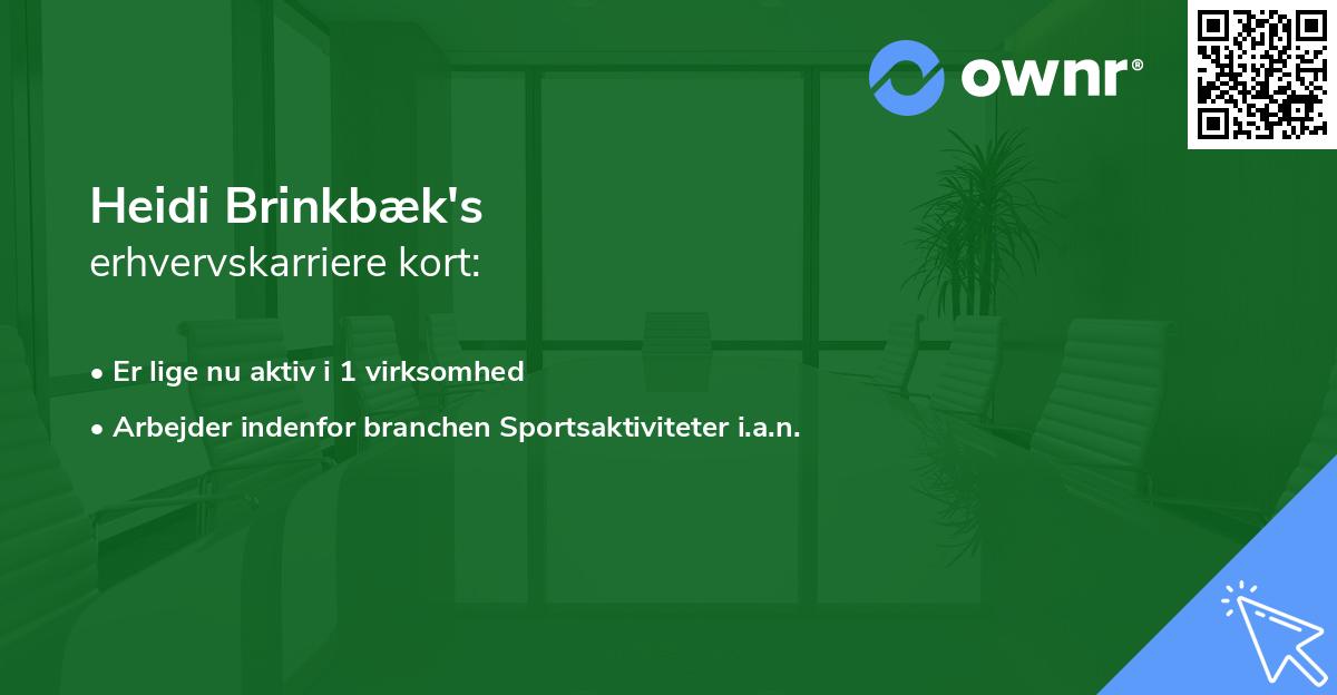 Heidi Brinkbæk's erhvervskarriere kort