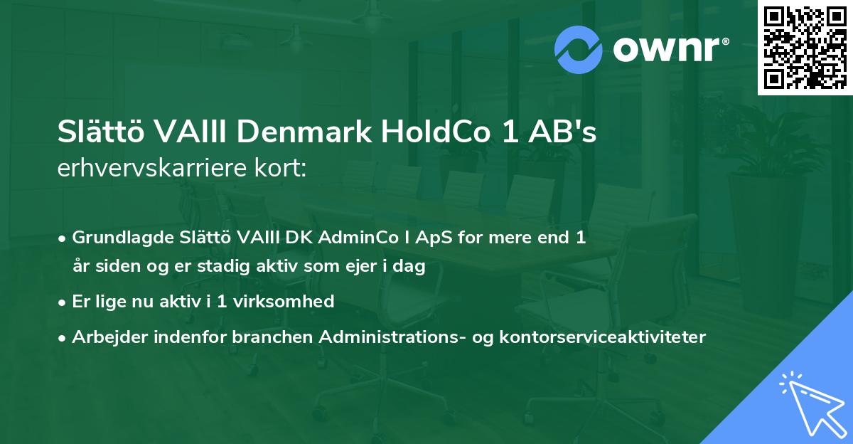 Slättö VAIII Denmark HoldCo 1 AB's erhvervskarriere kort